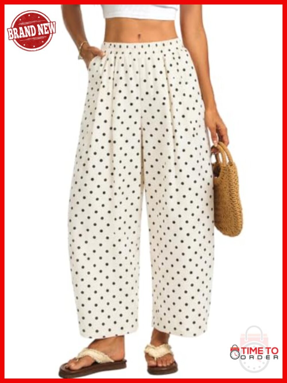 Linen Wide-Leg Ankle Pants with Pockets